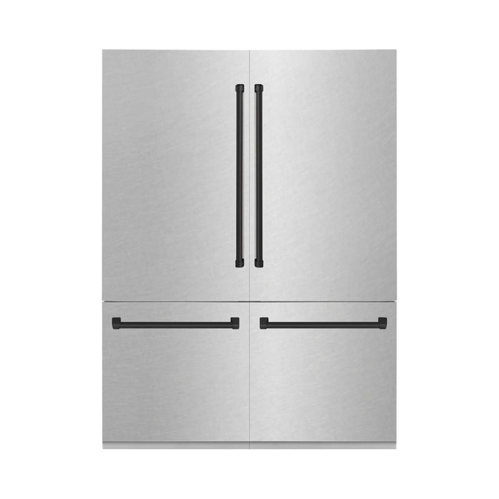 ZLINE 60" Autograph Edition Built-In 4 Door Refrigerator in DuraSnow® Stainless Steel with Matte Black Accents, RBIVZ-SN-60-MB ZLINE Dreamwood Living
