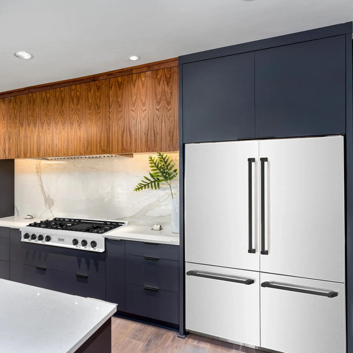 ZLINE 60" Autograph Edition Built-In 4 Door Refrigerator in DuraSnow® Stainless Steel with Matte Black Accents, RBIVZ-SN-60-MB ZLINE Dreamwood Living