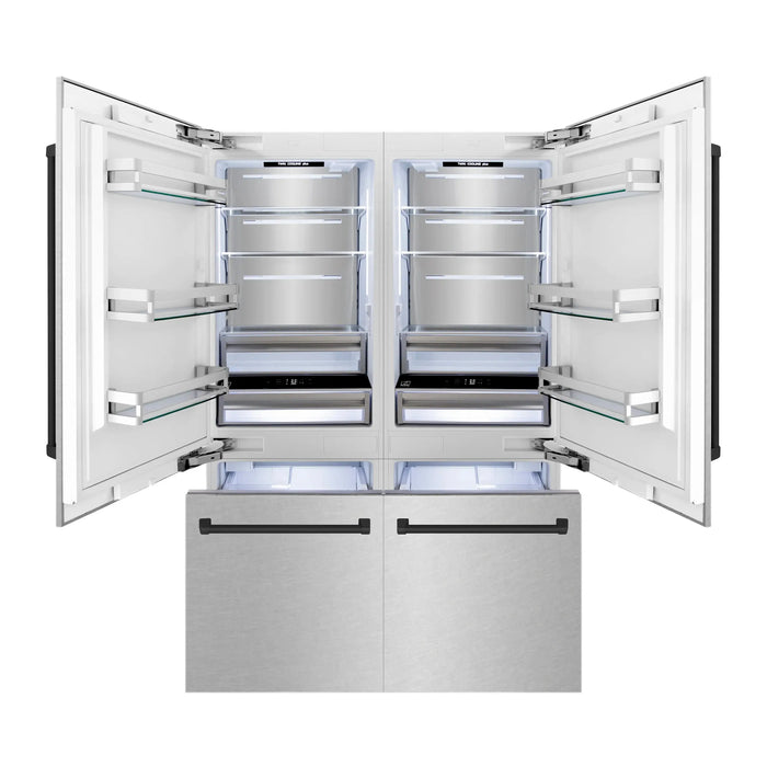 ZLINE 60" Autograph Edition Built-In 4 Door Refrigerator in DuraSnow® Stainless Steel with Matte Black Accents, RBIVZ-SN-60-MB ZLINE Dreamwood Living