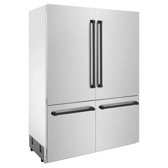 ZLINE 60" Autograph Edition Built-In 4 Door Refrigerator in DuraSnow® Stainless Steel with Matte Black Accents, RBIVZ-SN-60-MB ZLINE Dreamwood Living
