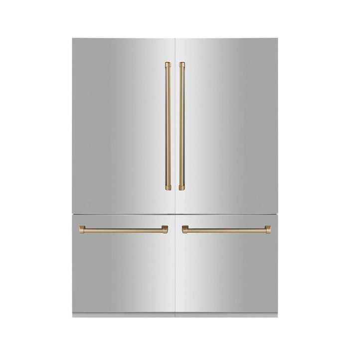 ZLINE 60" Autograph Edition Built In 4-Door Refrigerator in Stainless Steel with Champagne Bronze Accents, RBIVZ-304-60-CB ZLINE Dreamwood Living