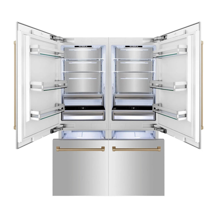 ZLINE 60" Autograph Edition Built In 4-Door Refrigerator in Stainless Steel with Champagne Bronze Accents, RBIVZ-304-60-CB ZLINE Dreamwood Living