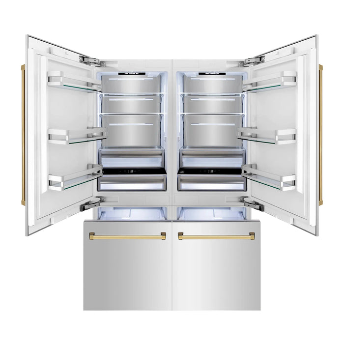 ZLINE 60" Autograph Edition Built-In 4-Door Refrigerator in Stainless Steel with Gold Accents, RBIVZ-304-60-G ZLINE Dreamwood Living
