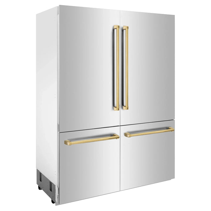 ZLINE 60" Autograph Edition Built-In 4-Door Refrigerator in Stainless Steel with Gold Accents, RBIVZ-304-60-G ZLINE Dreamwood Living
