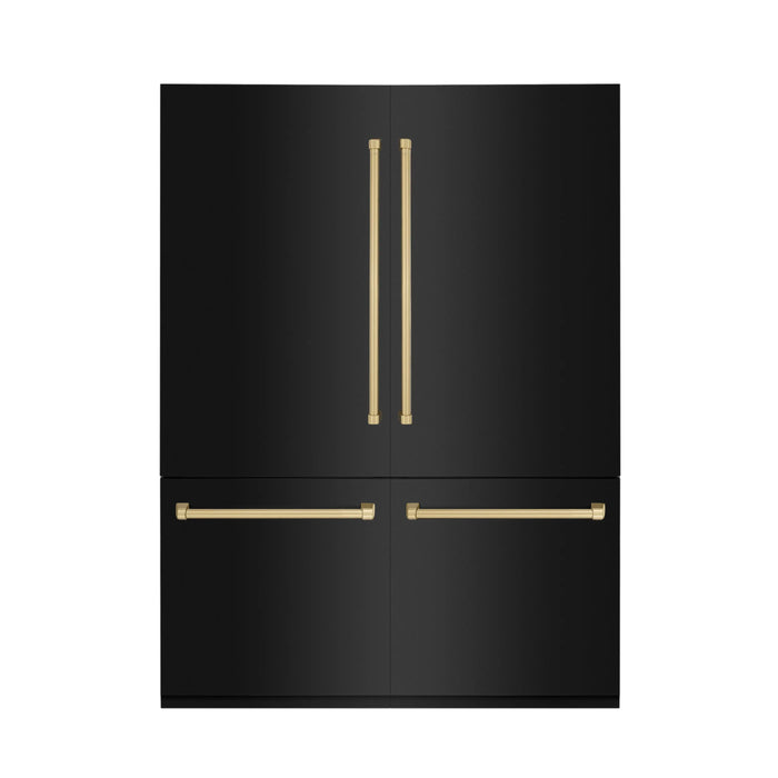 ZLINE 60" Autograph Edition Built-in 4-Door French Door Refrigerator in Black Stainless with Champagne Bronze Accents, RBIVZ-BS-60-CB ZLINE Dreamwood Living