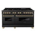 ZLINE 60" Autograph Edition Dual Fuel Range in Black Stainless Steel with Champagne Bronze Accents, RABZ-60-CB ZLINE Dreamwood Living