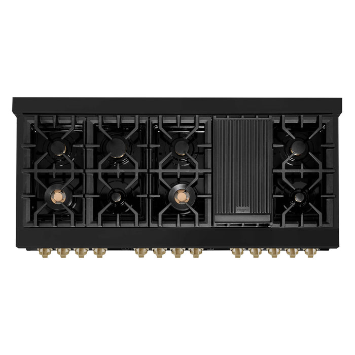 ZLINE 60" Autograph Edition Dual Fuel Range in Black Stainless Steel with Champagne Bronze Accents, RABZ-60-CB ZLINE Dreamwood Living