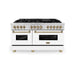 ZLINE 60" Autograph Edition Dual Fuel Range in Stainless Steel with White Matte Doors and Champagne Bronze Accents, RAZ-WM-60-CB ZLINE Dreamwood Living