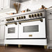 ZLINE 60" Autograph Edition Dual Fuel Range in Stainless Steel with White Matte Doors and Champagne Bronze Accents, RAZ-WM-60-CB ZLINE Dreamwood Living