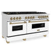 ZLINE 60" Autograph Edition Dual Fuel Range in Stainless Steel with White Matte Doors and Champagne Bronze Accents, RAZ-WM-60-CB ZLINE Dreamwood Living