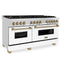 ZLINE 60" Autograph Edition Dual Fuel Range in Stainless Steel with White Matte Doors and Champagne Bronze Accents, RAZ-WM-60-CB ZLINE Dreamwood Living