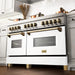 ZLINE 60" Autograph Edition Dual Fuel Range in Stainless Steel with White Matte Doors and Gold Accents, RAZ-WM-60-G ZLINE Dreamwood Living