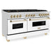 ZLINE 60" Autograph Edition Dual Fuel Range in Stainless Steel with White Matte Doors and Gold Accents, RAZ-WM-60-G ZLINE Dreamwood Living
