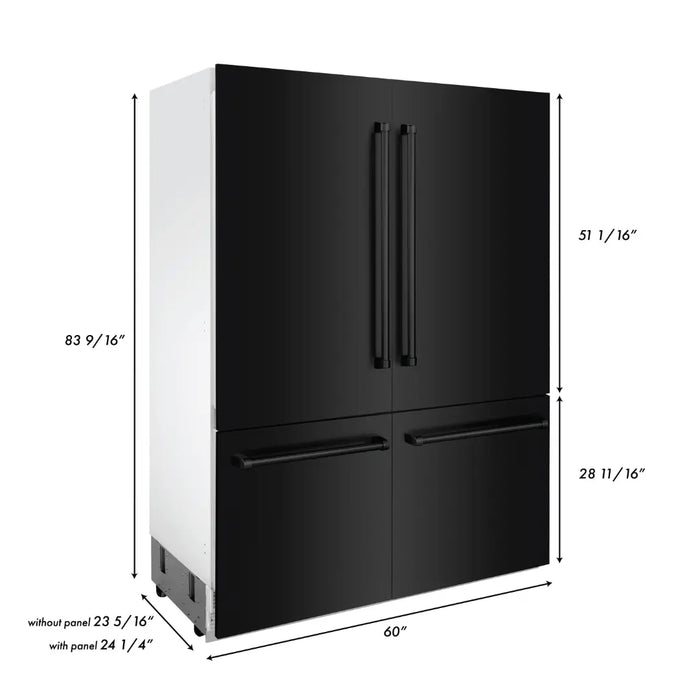 ZLINE 60" Built-In 4-Door French Door Refrigerator in Black Stainless Steel, RBIV-BS-60 ZLINE Dreamwood Living