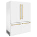 ZLINE 60" Built-In 4-Door French Door Refrigerator in White Matte with Champagne Bronze Accents, RBIVZ-WM-60-CB ZLINE Dreamwood Living