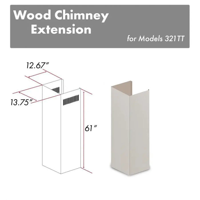 ZLINE 61 in. Wooden Chimney Extension for Ceilings up to 12.5 ft, 321TT-E ZLINE Dreamwood Living