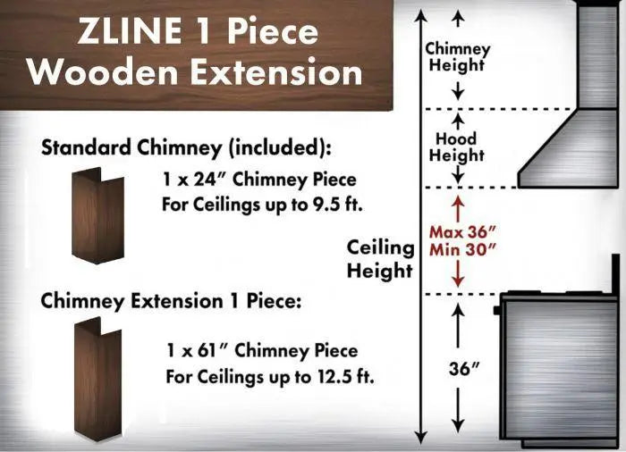 ZLINE 61 in. Wooden Chimney Extension for Ceilings up to 12.5 ft, 321TT-E ZLINE Dreamwood Living