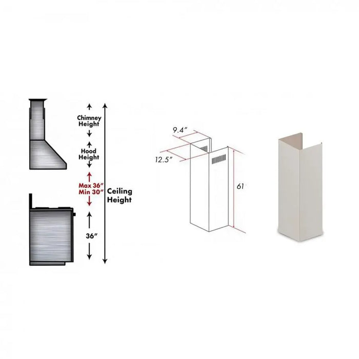 ZLINE 61 in. Wooden Chimney Extension for Ceilings up to 12.5 ft, KBTT-E ZLINE Dreamwood Living