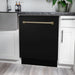 ZLINE Autograph Series 24 inch Tall Dishwasher in Black Stainless Steel with Champagne Bronze Handle, DWVZ-BS-24-CB ZLINE