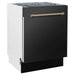 ZLINE Autograph Series 24 inch Tall Dishwasher in Black Stainless Steel with Champagne Bronze Handle, DWVZ-BS-24-CB ZLINE
