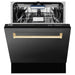 ZLINE Autograph Series 24 inch Tall Dishwasher in Black Stainless Steel with Gold Handle, DWVZ-BS-24-G ZLINE