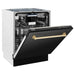 ZLINE Autograph Series 24 inch Tall Dishwasher in Black Stainless Steel with Gold Handle, DWVZ-BS-24-G ZLINE
