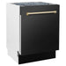 ZLINE Autograph Series 24 inch Tall Dishwasher in Black Stainless Steel with Gold Handle, DWVZ-BS-24-G ZLINE