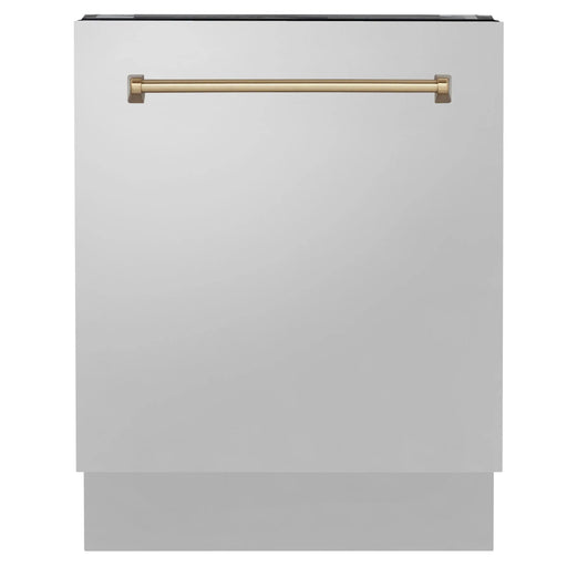 ZLINE Autograph Series 24 inch Tall Dishwasher in Stainless Steel with Champagne Bronze Handle, DWVZ-304-24-CB ZLINE