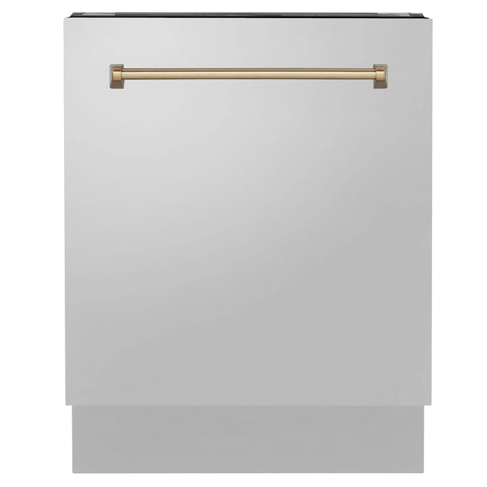 ZLINE Autograph Series 24 inch Tall Dishwasher in Stainless Steel with Champagne Bronze Handle, DWVZ-304-24-CB ZLINE