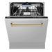 ZLINE Autograph Series 24 inch Tall Dishwasher in Stainless Steel with Champagne Bronze Handle, DWVZ-304-24-CB ZLINE