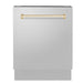 ZLINE Autograph Series 24 inch Tall Dishwasher in Stainless Steel with Gold Handle, DWVZ-304-24-G ZLINE