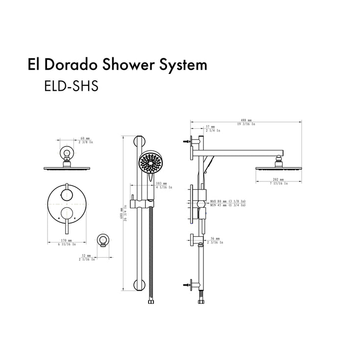 ZLINE El Dorado Shower System in Matte Black, ELD-SHS-MB ZLINE Dreamwood Living