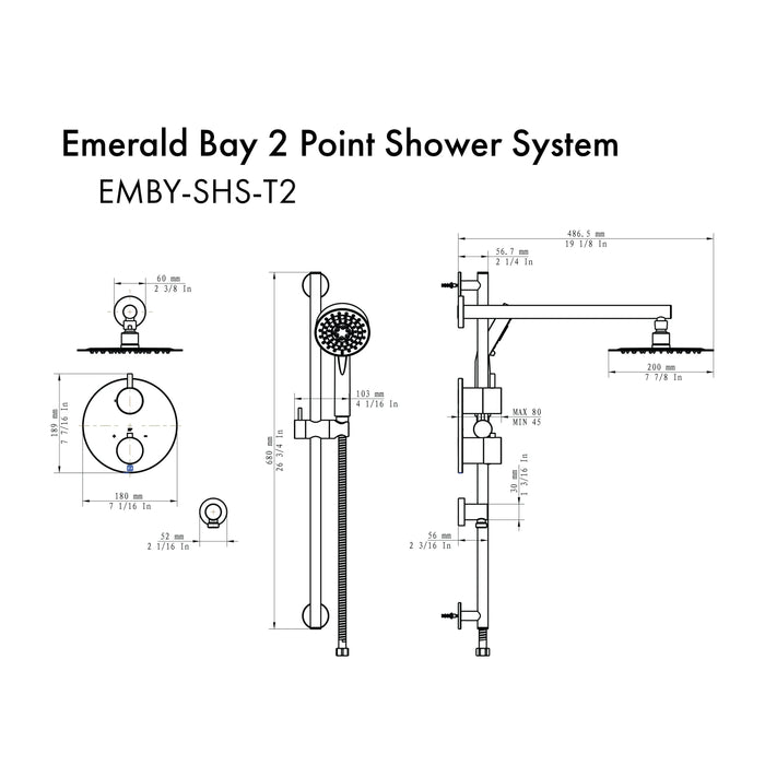 ZLINE Emerald Bay Thermostatic Shower System in Brushed Nickel, EMBY-SHS-T2-BN ZLINE Dreamwood Living