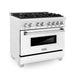 ZLINE Kitchen and Bath 36 in. Professional Gas Burner/Electric Oven in DuraSnow® Stainless with White Matte Door, RAS-WM-36 ZLINE