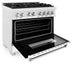 ZLINE Kitchen and Bath 36 in. Professional Gas Burner/Electric Oven in DuraSnow® Stainless with White Matte Door, RAS-WM-36 ZLINE