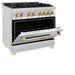 ZLINE Kitchen and Bath Autograph Edition 36 In. Range with Gas Stove and Electric Oven in Stainless Steel with Gold Accent, RAZ-36-G ZLINE