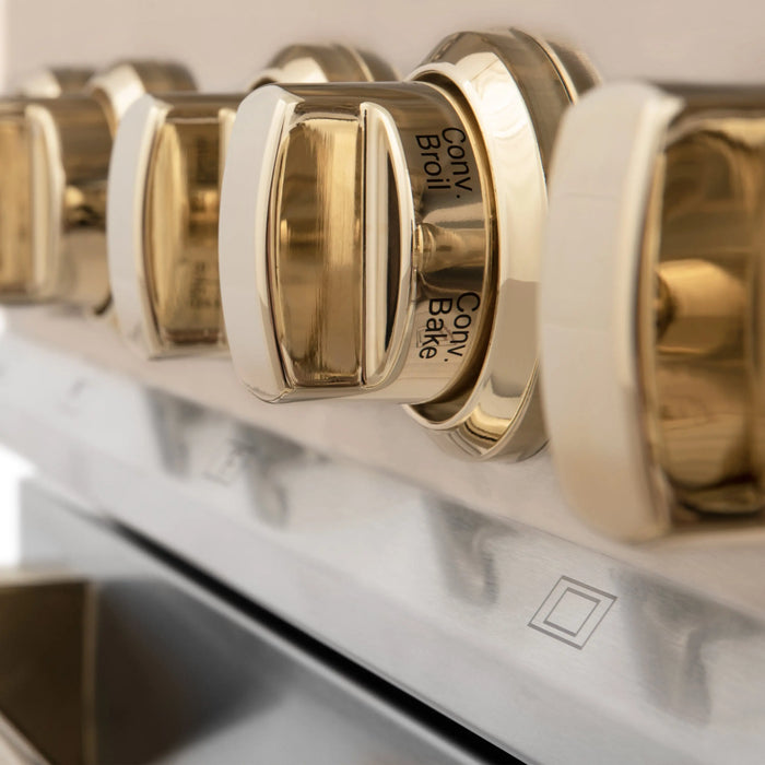 ZLINE Kitchen and Bath Autograph Edition 36 In. Range with Gas Stove and Electric Oven in Stainless Steel with Gold Accent, RAZ-36-G ZLINE