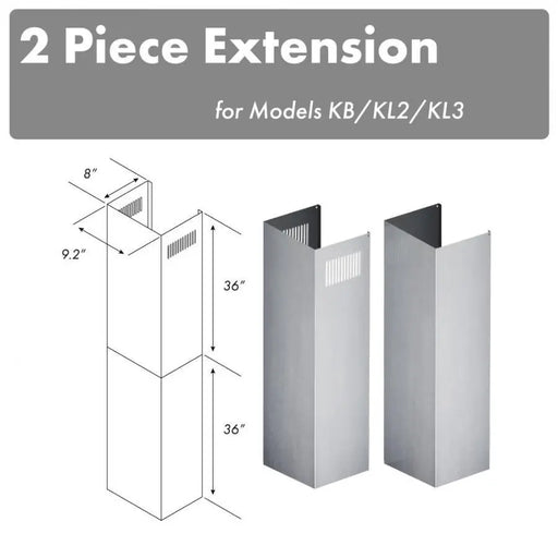 ZLINE Range Hood Chimney Extension for 10ft. to 12ft. Ceilings, 2PCEXT-KB/KL2/KL3 ZLINE