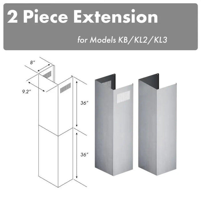 ZLINE Range Hood Chimney Extension for 10ft. to 12ft. Ceilings, 2PCEXT-KB/KL2/KL3 ZLINE