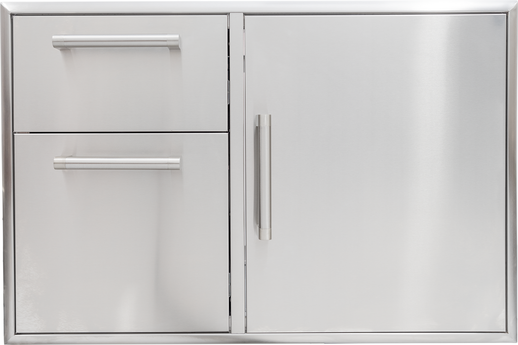 Coyote C3-CD2DC36 access door and double drawer combo, straight-on front view