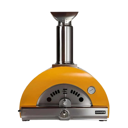 Coyote C1PZ30H Hybrid pizza oven in yellow, front view