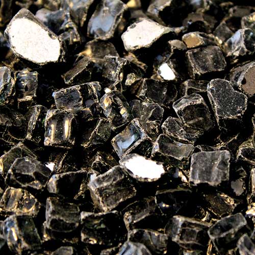 HPC 1/4 inch decorative fire pit glass in black reflective