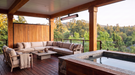 Bromic Tungsten Smart-Heat Electric Select heater on a covered deck beside a spa