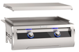 Fire Magic Echelon Diamond E660i gourmet griddle with black glass and stainless steel cover