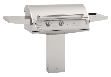 Fire Magic EL500s analog electric grill on in-ground post