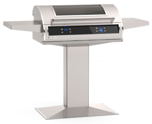 Fire Magic EL500s electric grill with Magic View window on patio post