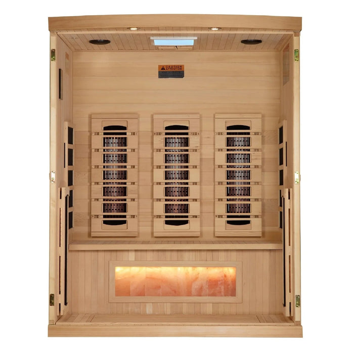 Golden Designs Reserve Edition 3-Person PureTech™ Full Spectrum Infrared Sauna Near Zero EMF with Himalayan Salt Bar (2025 model) Golden Design Saunas