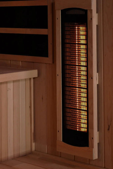 Golden Designs 3-Person Corner Full Spectrum Near Zero EMF FAR Infrared Sauna w/ Himalayan Salt Bar Golden Design Saunas