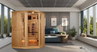 Golden Designs 3-Person Corner Full Spectrum Near Zero EMF FAR Infrared Sauna w/ Himalayan Salt Bar Golden Design Saunas