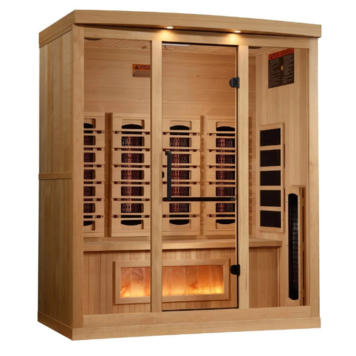 Golden Designs 4-Person Full Spectrum PureTech™ Near Zero EMF (Under 3MG) FAR Infrared Sauna with Himalayan Salt Bar Golden Design Saunas